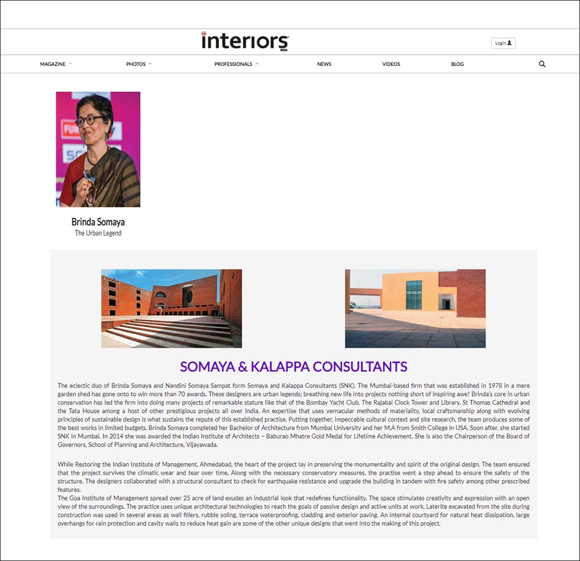 Brinda Somaya , The Urban Legend , CW Interiors - September 2017